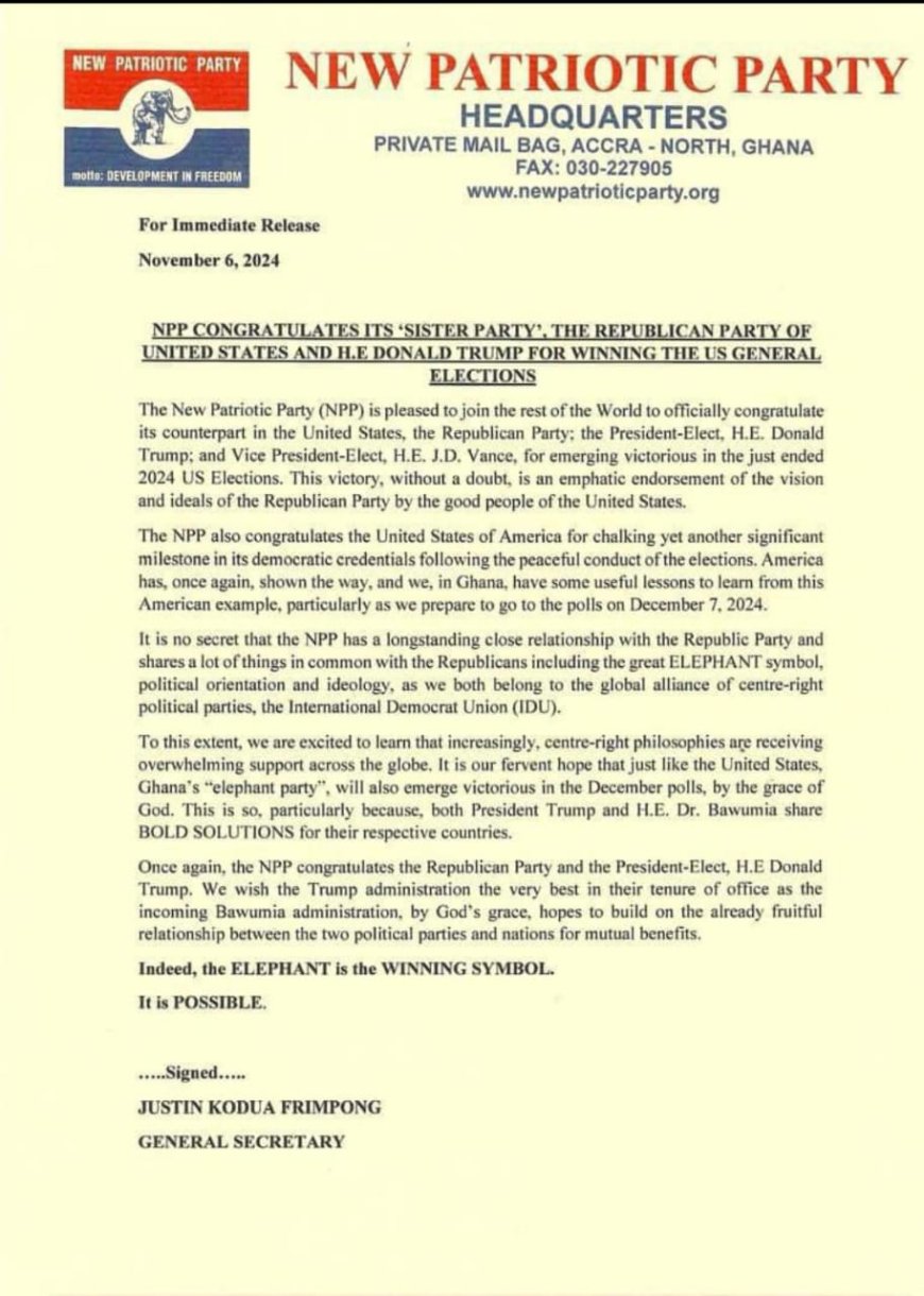 NPP Hopes to Strengthen U.S.-Ghana Ties Under Bawumia, Following Trump’s Victory