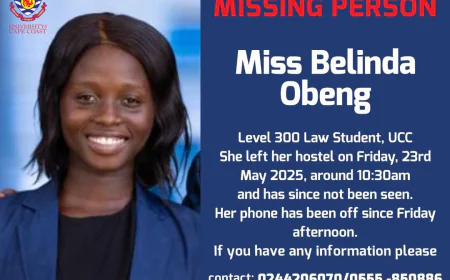 UCC Law Student Belinda Obeng Reported Missing After 48 Hours