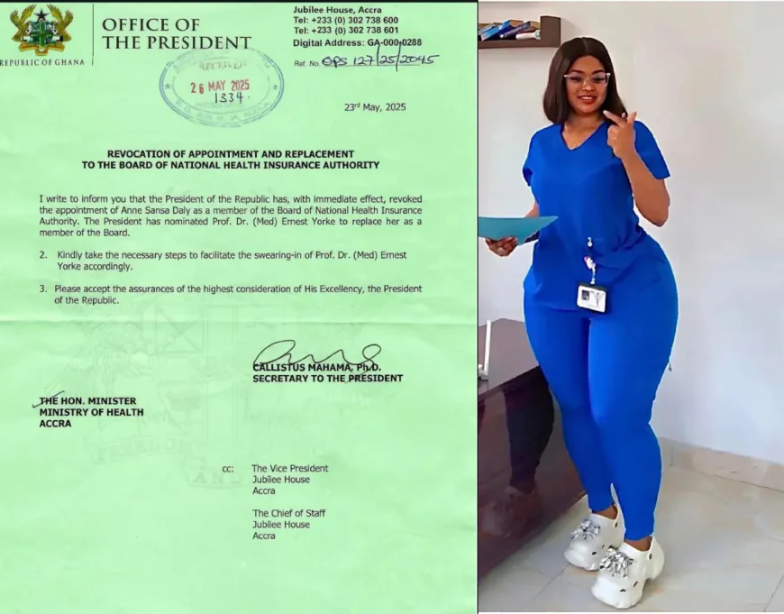 President Mahama Revokes Anne Sansa Daly's Appointment to NHIA Board