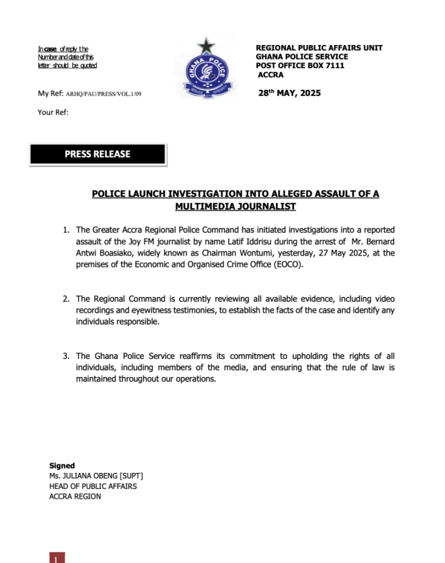 Wontumi’s Arrest: Police Investigate Alleged Assault Of Joy FM Journalist