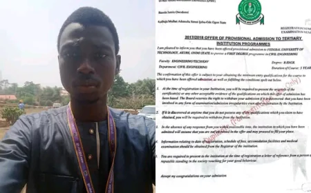 FUTA Civil Engineer's Dream Crushed: JAMB Says No Record of His Admission