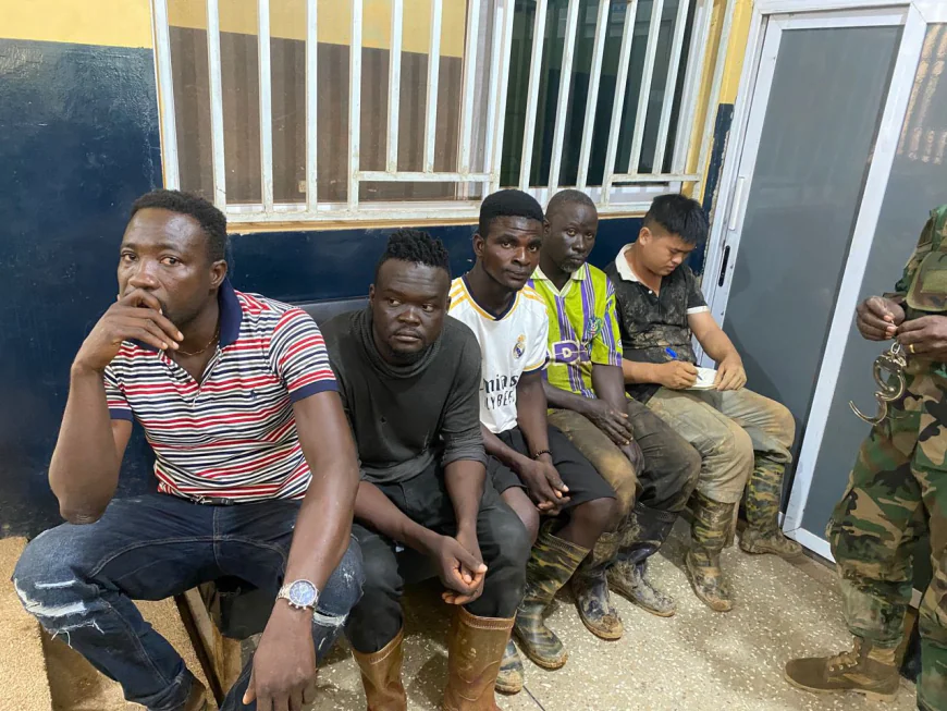 Anti-Galamsey Taskforce Raids Offin Shelter Belt: 12 Excavators Seized, Illegal Mining Camp Destroyed