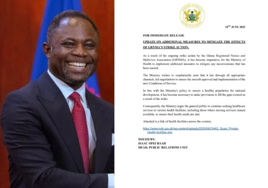 Full List of Hospitals Still Operating During GRNMA Strike Published By Ministry of Health - Ghana