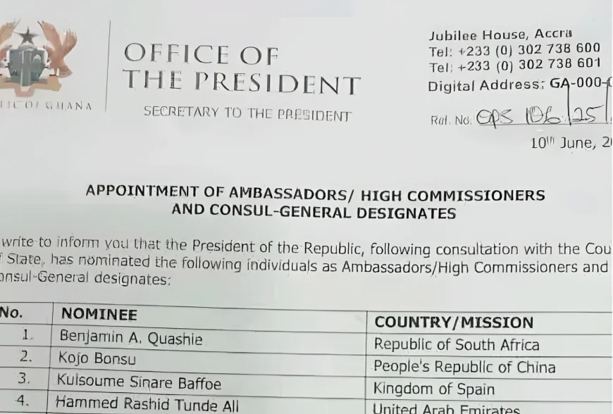 Ghana Appoints 15 New Ambassadors and High Commissioners