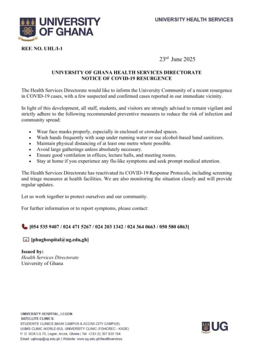June 2025 COVID-19 Resurgence Hits University of Ghana – Health Notice Issued