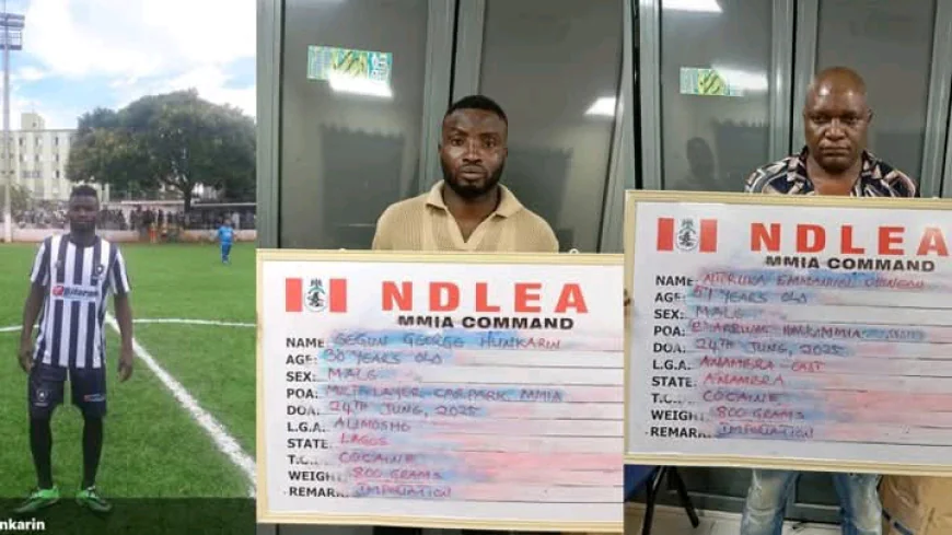 NDLEA Nabs Ex-International Segun Hunkarin, Associate for Drug Smuggling at MMIA