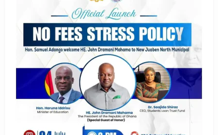 Mahama To Unveil " No Fees Stress Policy" Today