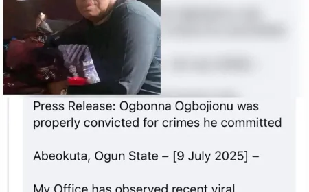Ogun State Government Debunks Claims of Ogbonna Ogboijonu’s Wrongful Imprisonment