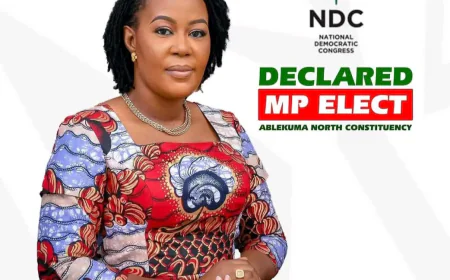 Breaking News: NDC's Ewurabena Aubynn Wins Ablekuma North Re-Run by Slim Margin