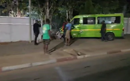 Commercial Minibus Crashes into Residence Wall of Former President Nana Akuffo Addo in Nima