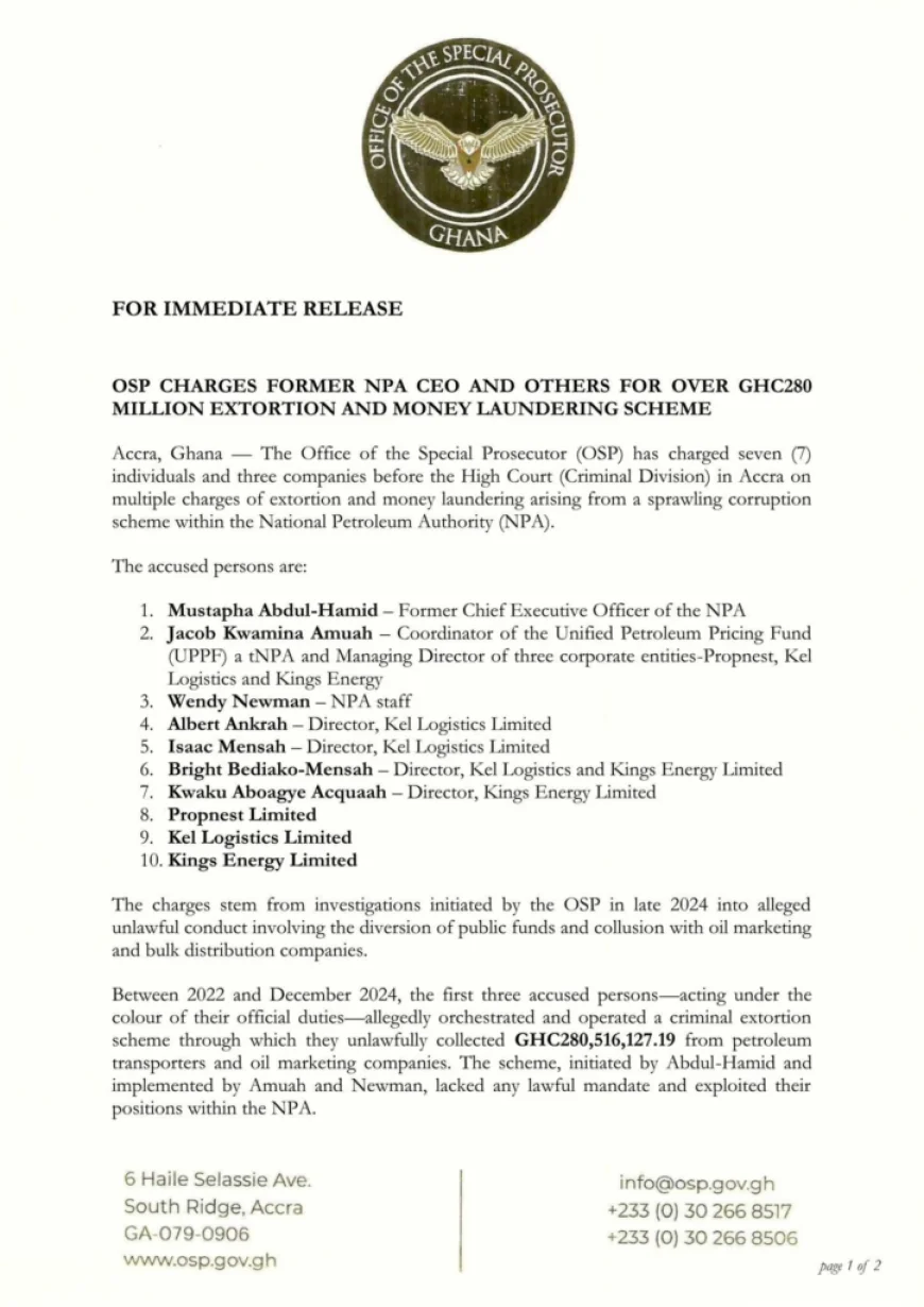 OSP Charges Ex-NPA Boss and 9 Others Over Petroleum Sector Extortion Scheme