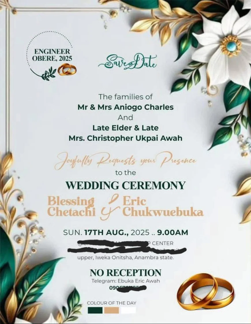 Couple Commended for Bold Wedding Invitation Declaring 'No Reception'