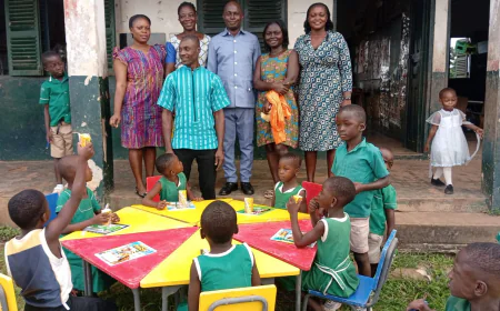 Assin North DCE Donates Learning Materials to Basic Schools to Mark “My First Day at School”