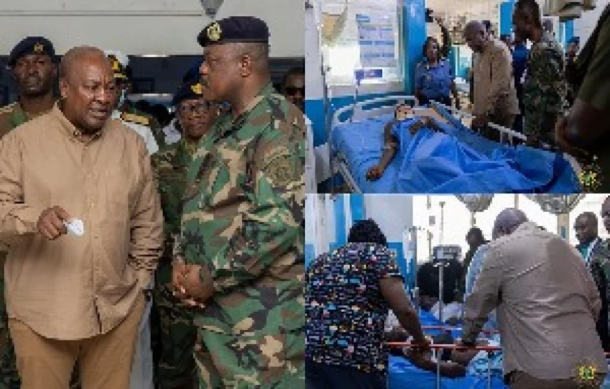 President Mahama Visits Stampede Victims at 37 Military Hospital
