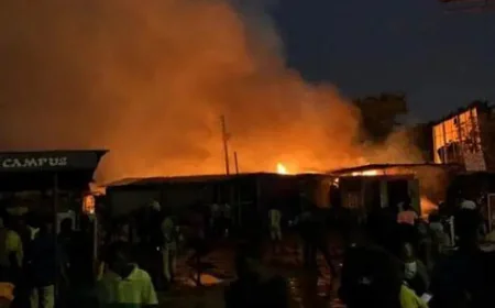 Fire Guts Shops Near Circle VVIP Terminal in Accra