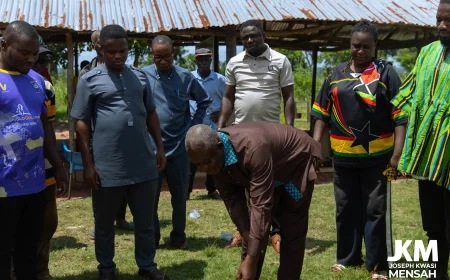 NKORANZA NORTH MP CUTS SOD FOR 3-UNIT CLASSROOM BLOCK AT ALATALINE