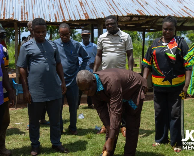 NKORANZA NORTH MP CUTS SOD FOR 3-UNIT CLASSROOM BLOCK AT ALATALINE