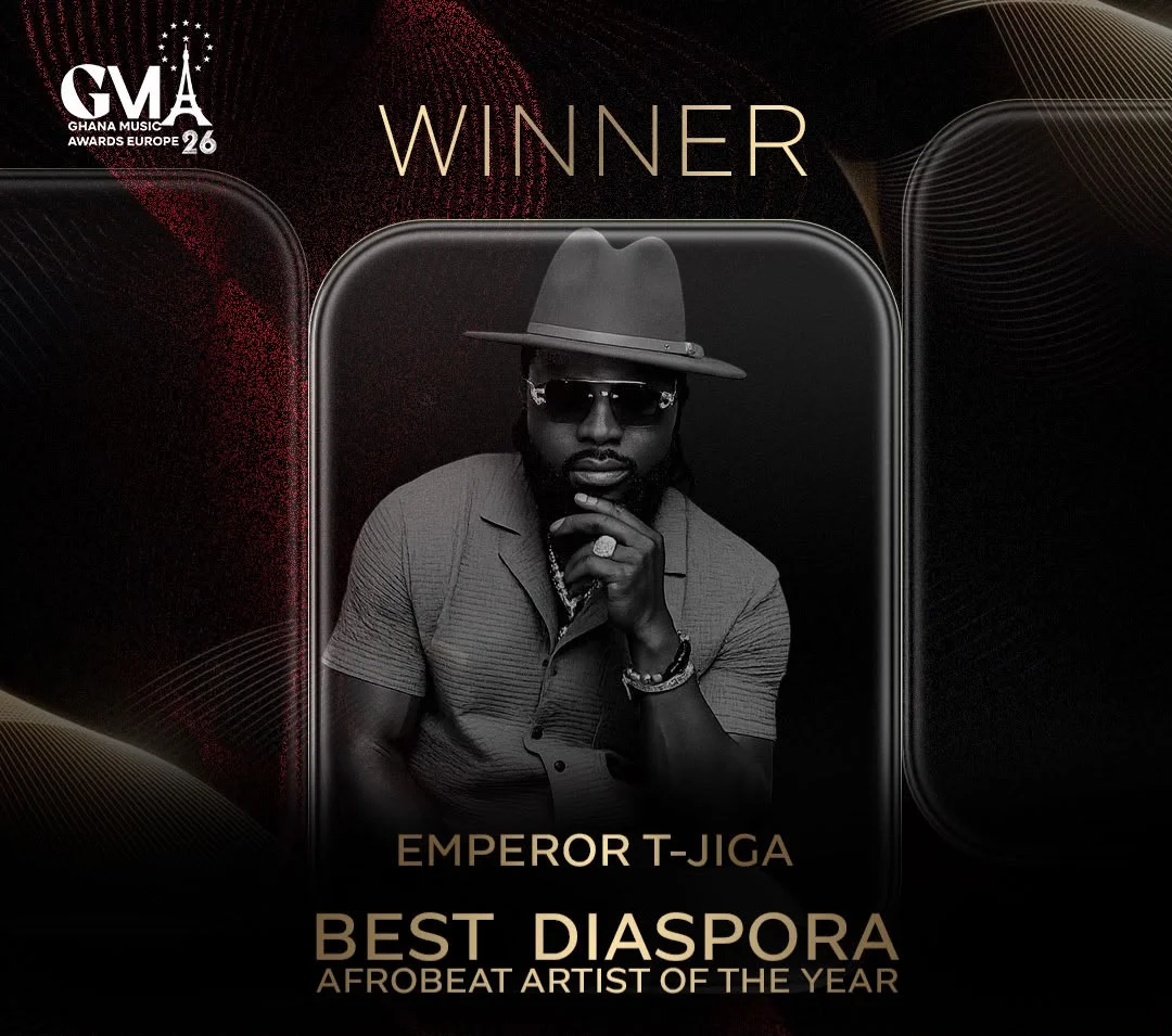 Emperor T-Jiga wins Best Diaspora Afrobeat Artist of the Year at Ghana Music Awards Europe 2026 