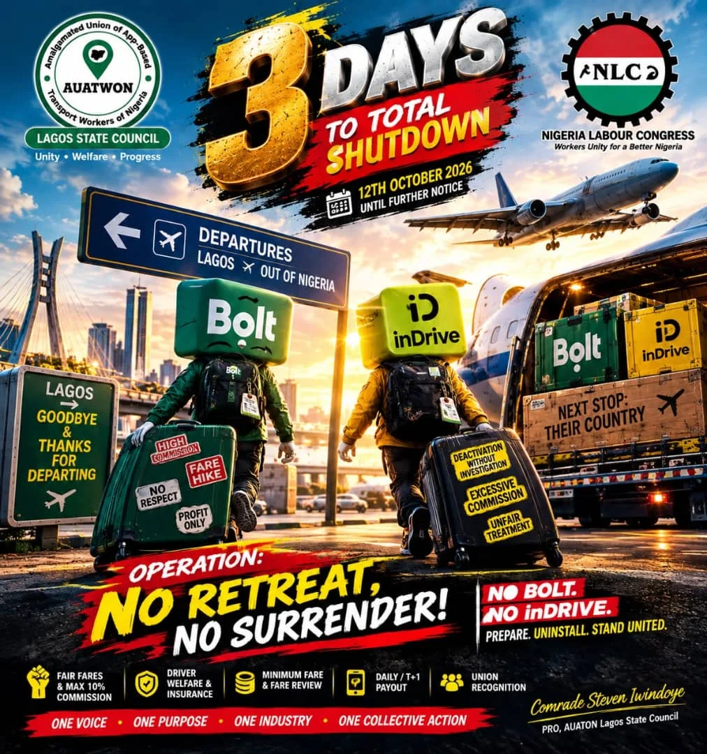 Lagos E-Hailing Drivers Begin Indefinite Strike Over Fares, High Commissions